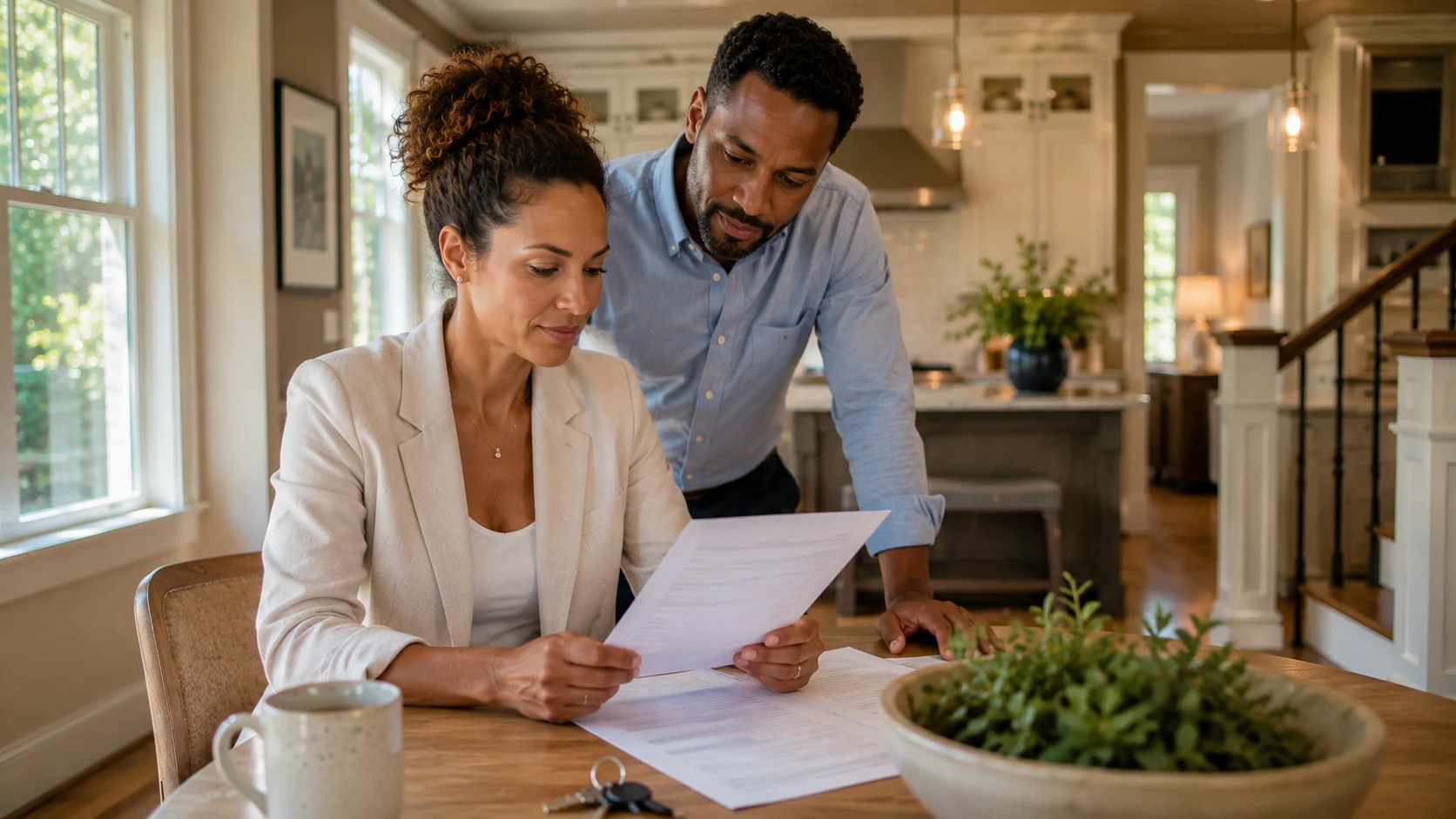 Triangle NC homeowner reviewing the NC Residential Property Disclosure Statement (RPOADS) before listing her home for sale in Raleigh, North Carolina.