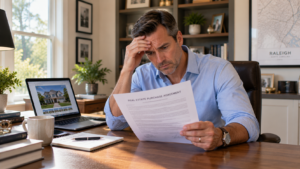 Raleigh NC homeowner reviewing a signed real estate purchase contract, considering whether a seller can legally back out in North Carolina