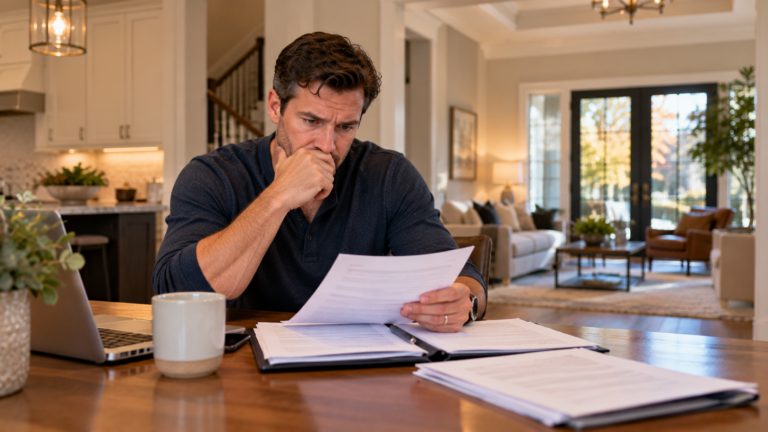 Homebuyer reviewing a real estate purchase contract in Raleigh NC, considering whether they can back out of the home purchase